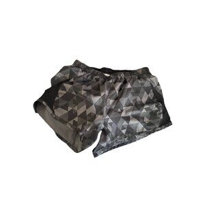 Nike Women's Dri-Fit Printed 5K Tempo Running Shorts 575097-010 Sz XS Blk Grey
